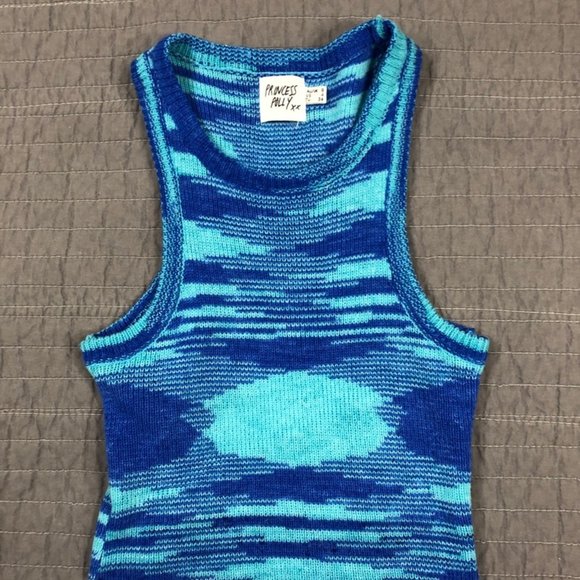 Princess Polly Knit Tank Blue Women 4 Raw Hem Sweater Cropped - Picture 7 of 16